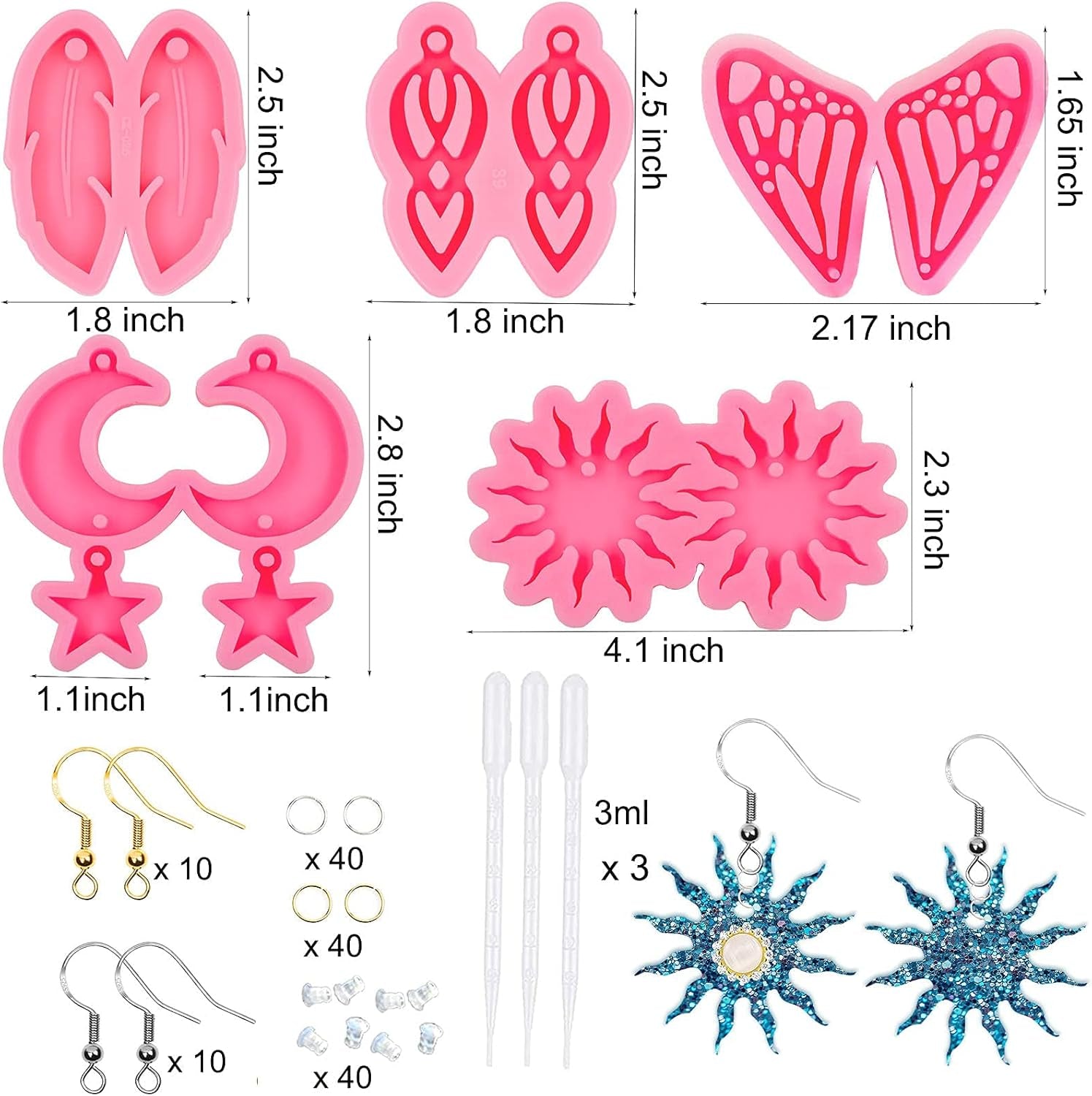 Halloween Earring Resin Molds Kit for Resin Halloween Silicone Molds Spider Ghost Pumpkin Shaped Earring Mould Epoxy Resin Casting Molds for Women Girls Jewelry Making (Halloween Earring Mold)