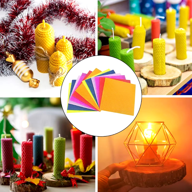 12Pcs Beeswax Candle Making Kit DIY Colorful Honeycomb Sheets Rolling Candle Kit Party Unique Handicrafts Holiday Gifts