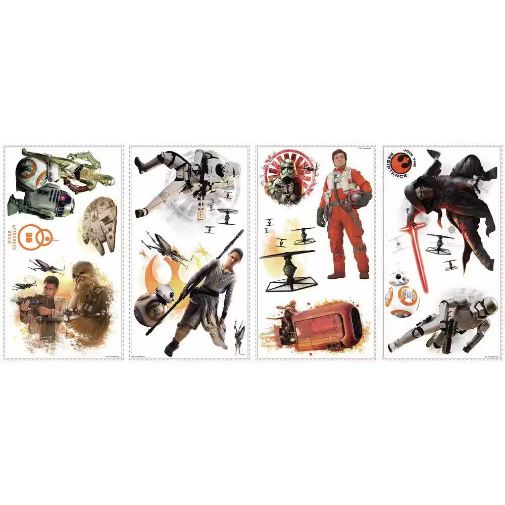 5 In. W X 11.5 In. H Star Wars EP VII Ensemble Cast 15-Piece Peel and Stick Wall Decal