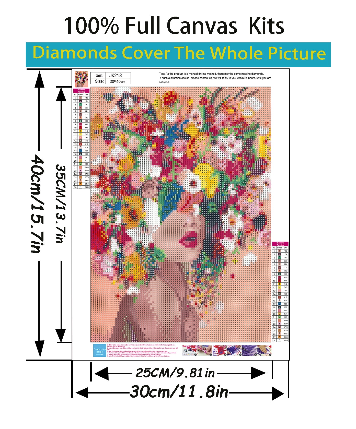 5D Diamond Painting Kits for Adults Beginners, DIY Women Flower Diamond Art Kits , Flower Diamond Dots Gem Art,Home Wall Decor 12 X 16 Inch