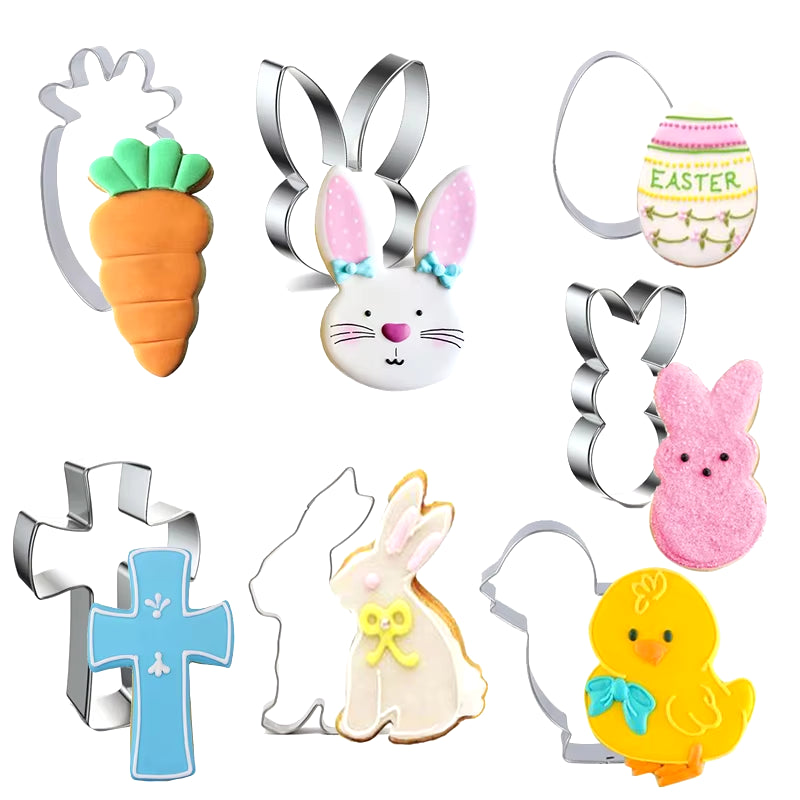 Easter Bunny Cookie Cutter Moulds Rabbit Egg Carrot Biscuit Press Stamp Molds DIY Baking Tool Happy Easter Party Cake Decorating