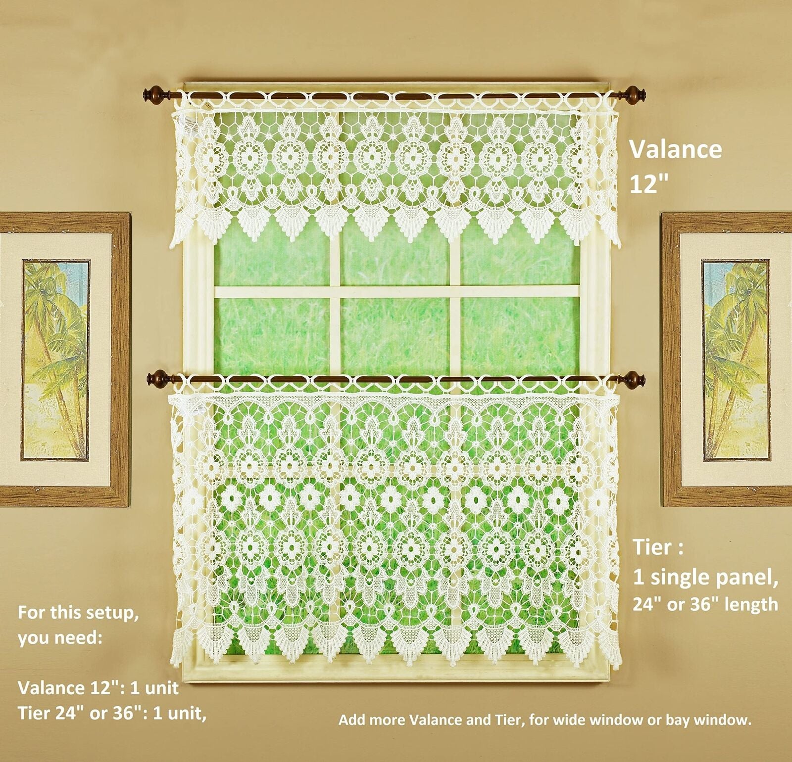 Today'S Curtain Medallion Macramé Tier 24",Ecru, 35W X 24L Ecru