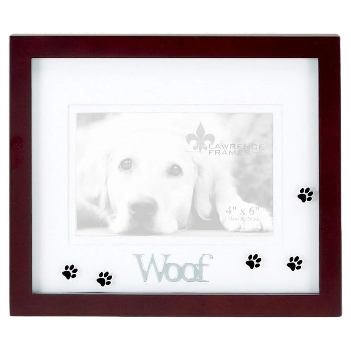 Walnut Wood 4X6 Woof Picture Frame - Matted Shadow Box Dog Frame 565564