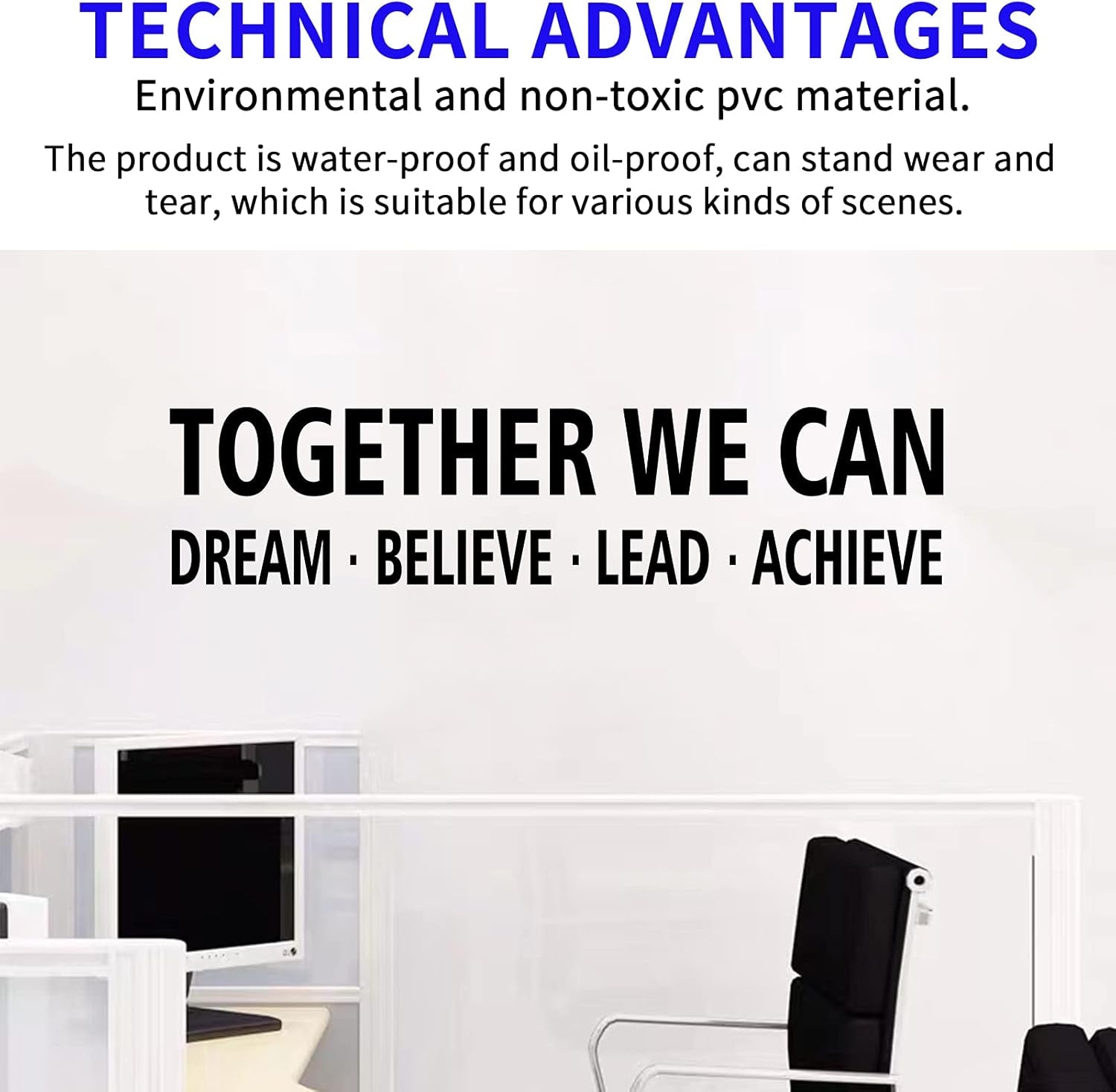 Inspirational Wall Decals, Office Wall Decals, Teamwork Quotes Motivational Classroom Girls Boys Positive Sayings Home Art Decor Vinyl Stickers Together We Can Dream Believe Lead Achieve 26"X6"