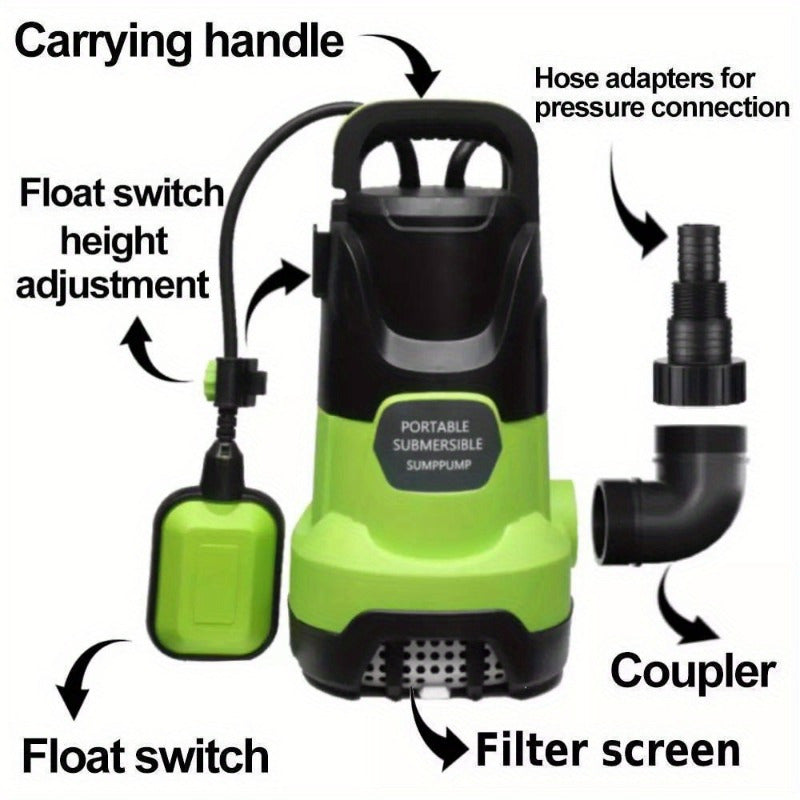 1HP 3500GPH 750W Submersible Water Pump Dirty Clean Swimming Pool Pond Flood