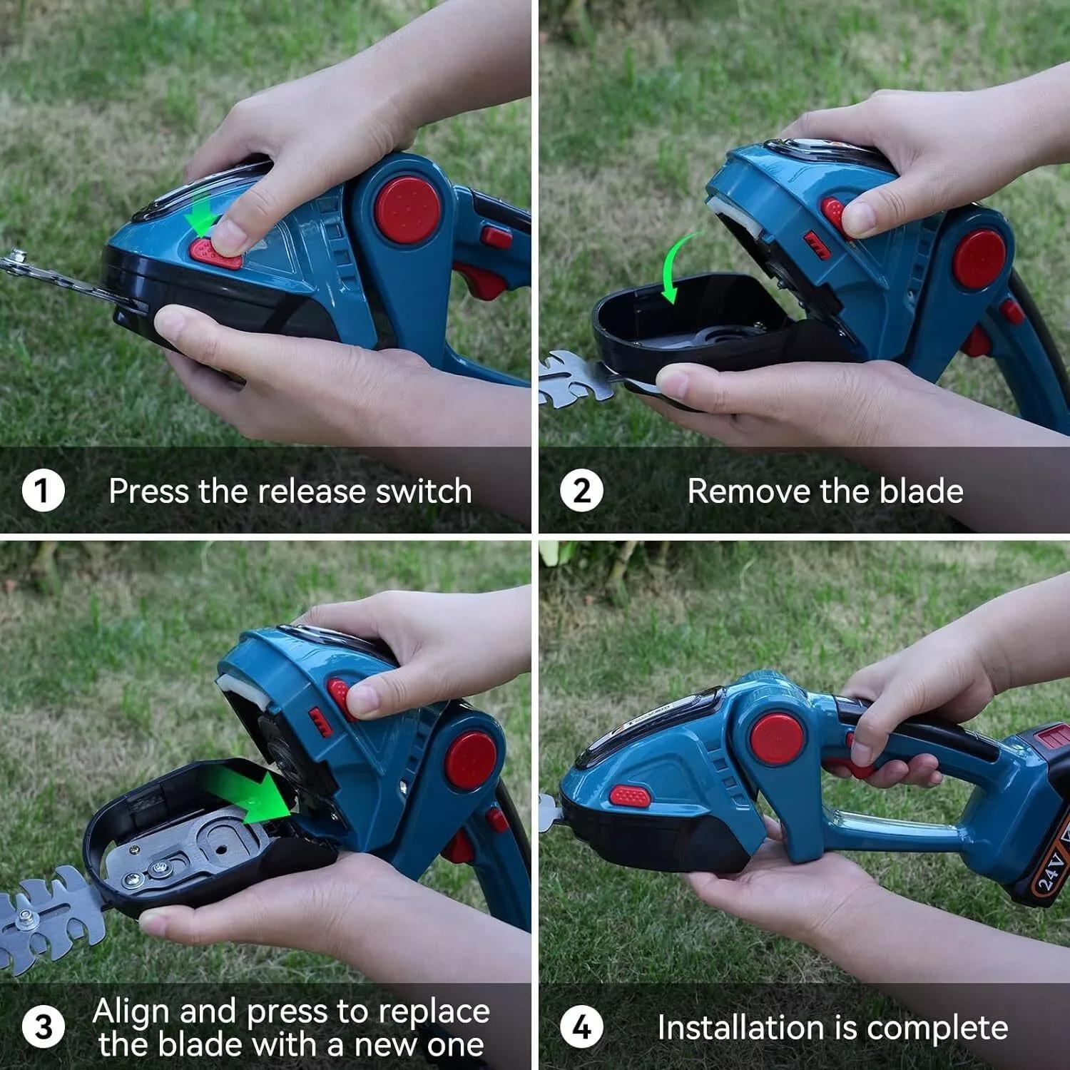 2-in-1 Cordless Hedge Trimmer and Weed Trimmer - 21V Handheld Electric Shrub Trimmer with 2 Rechargeable Batteries & Charger | Men's Garden Tool