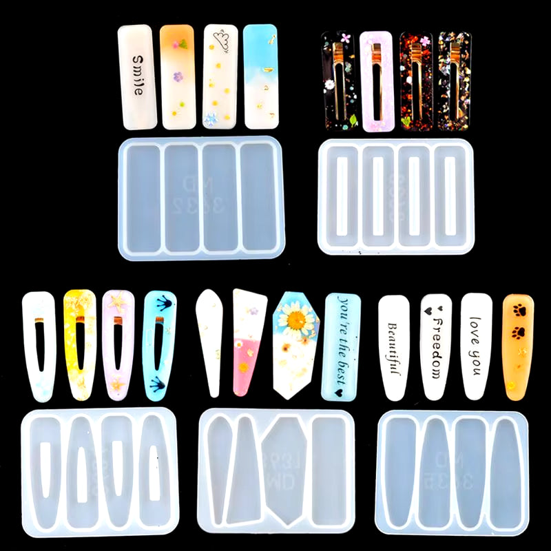 Handmade Barrettes Silicone Epoxy Resin Molds DIY Hair Pin Acrylic Mold Alligator Hair Clip Molds Jewelry Handmade Making Tools