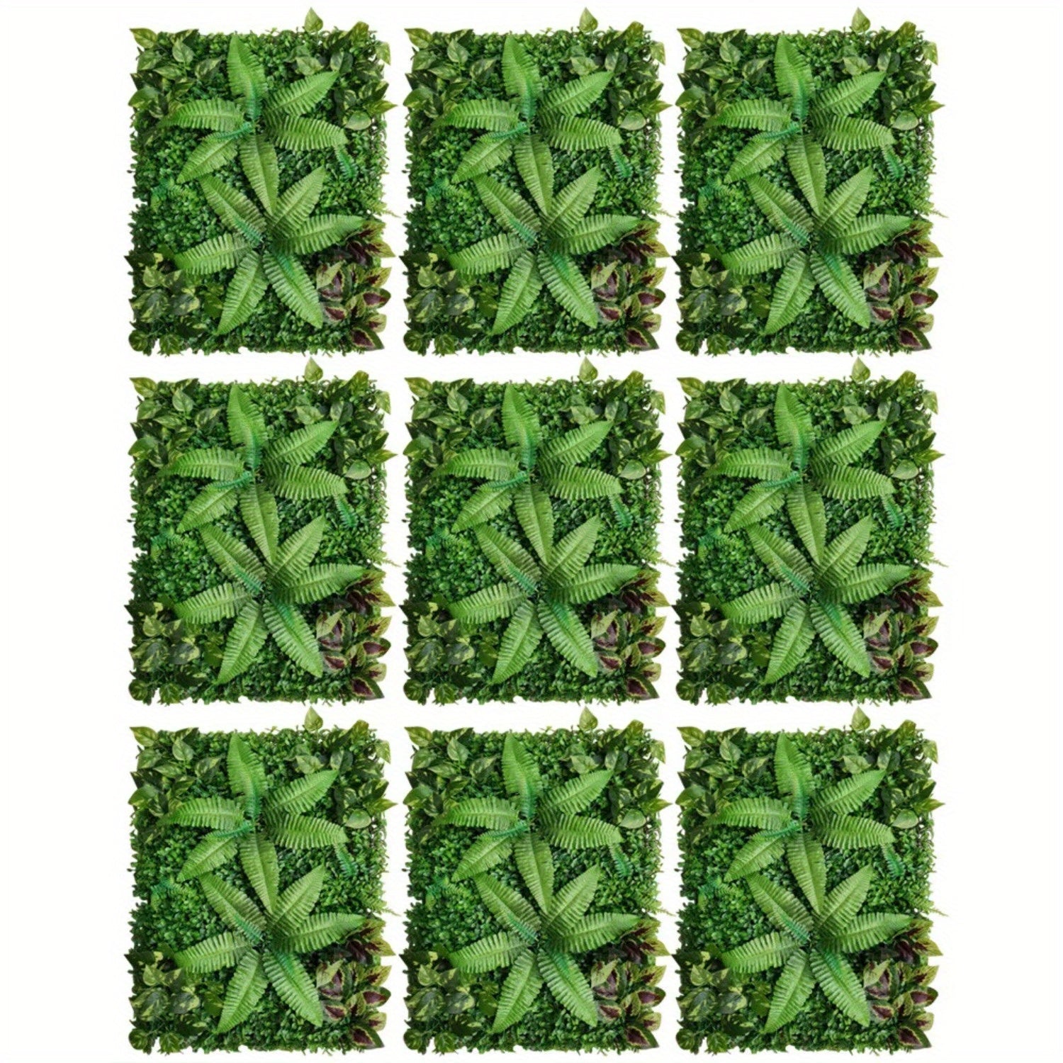 9 Pcs Artificial Greenery Wall Hedge Grass Panels Foliage Fence Decoration