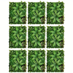 9 Pcs Artificial Greenery Wall Hedge Grass Panels Foliage Fence Decoration