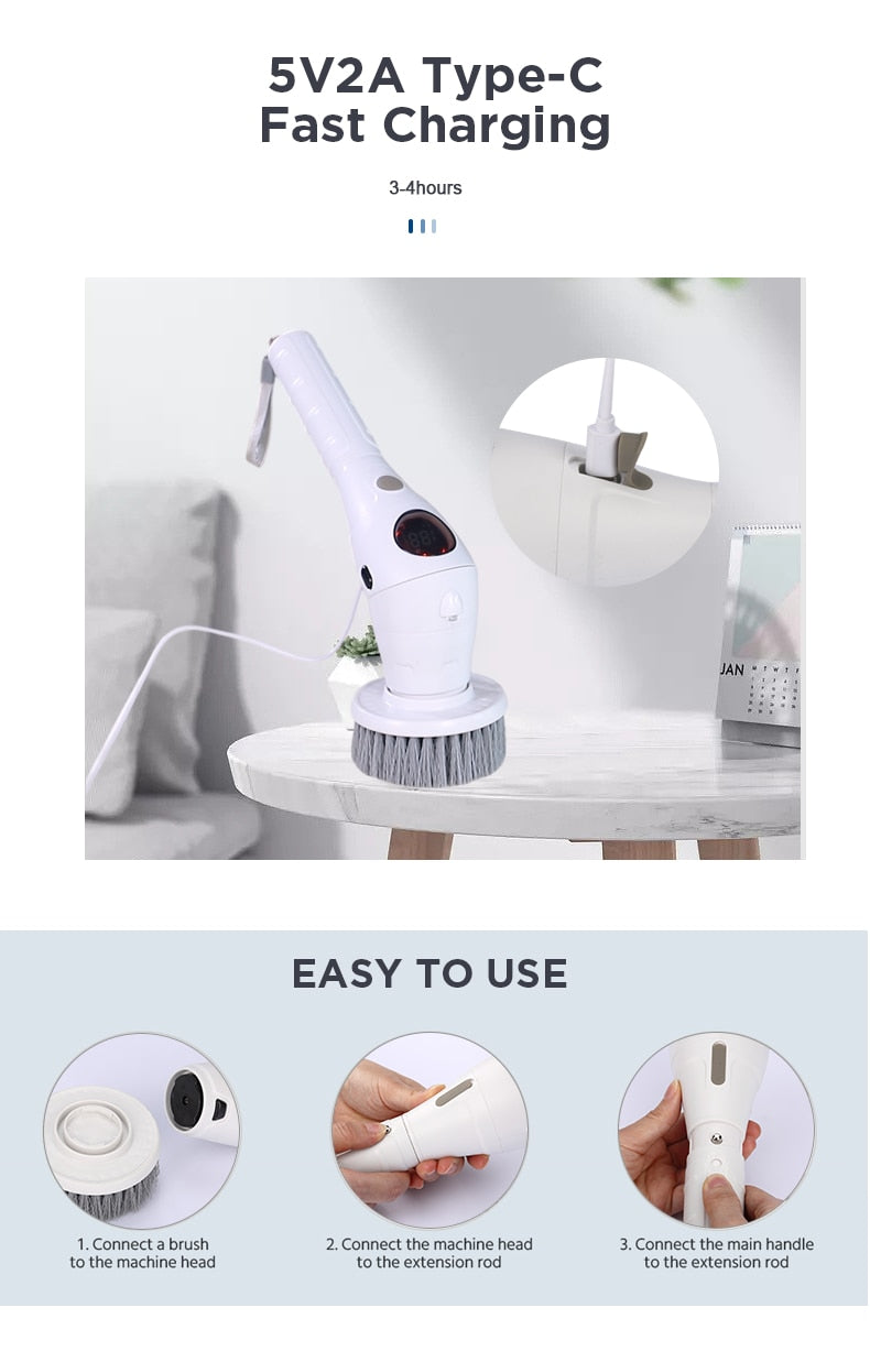 8-in-1 Electric Cleaning Brush Bathroom Kitchen Brush