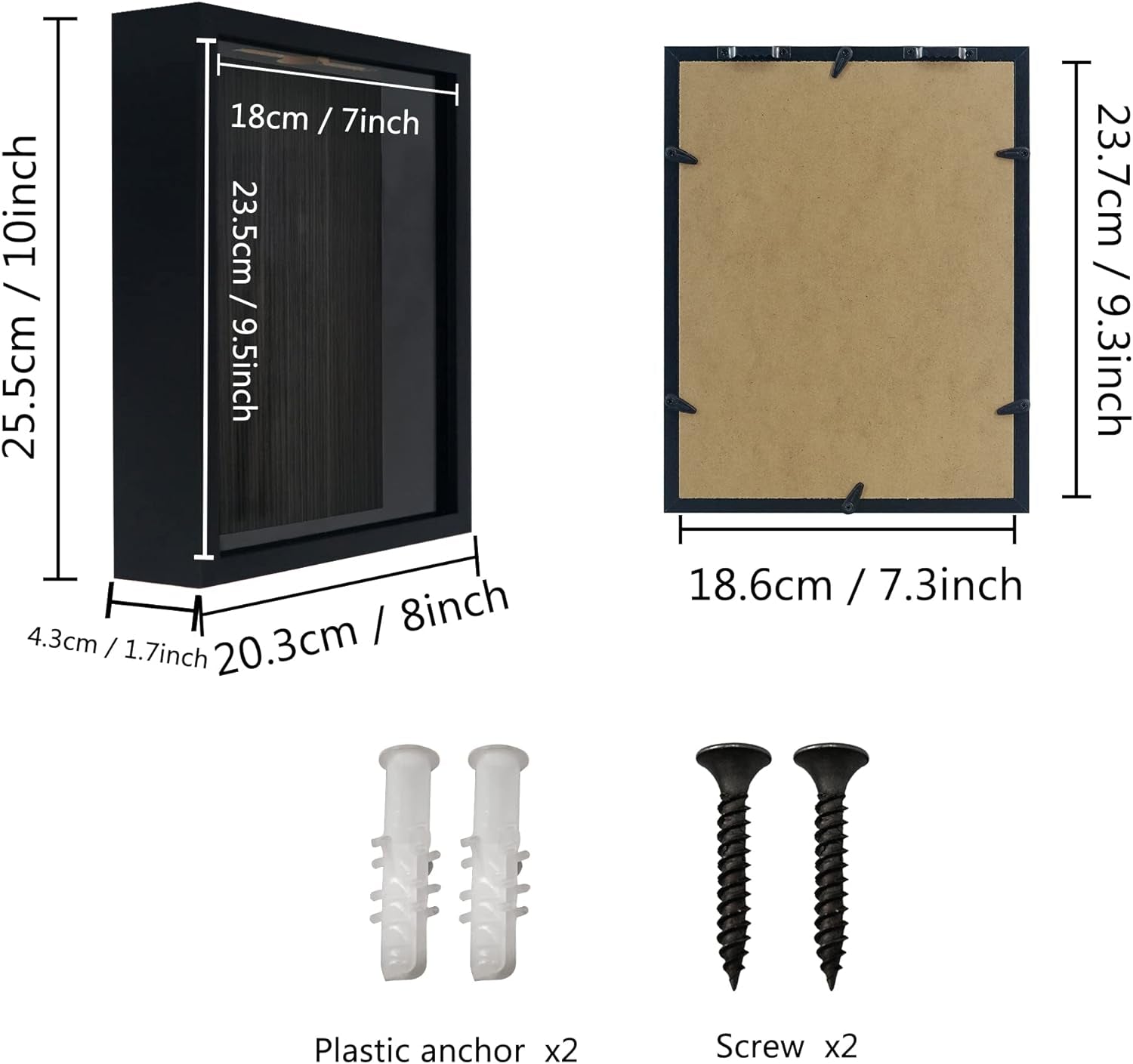 8X10 Top Loading Shadow Box Frame with HD Glass,Wood Display Case with Slot,1.25 Inches Interior Depth,Ideal for Wine Bottle Caps,Tickets,Shells,Stamps and More,Black