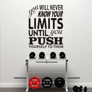 Gym Wall Decor, Motivational Wall Decals, Quotes Office Classroom Bedroom School Sayings Sing Fitness Sports Workout Running Home Art Decor Vinyl Stickers You Will Never Know Your Limits 16"X20"