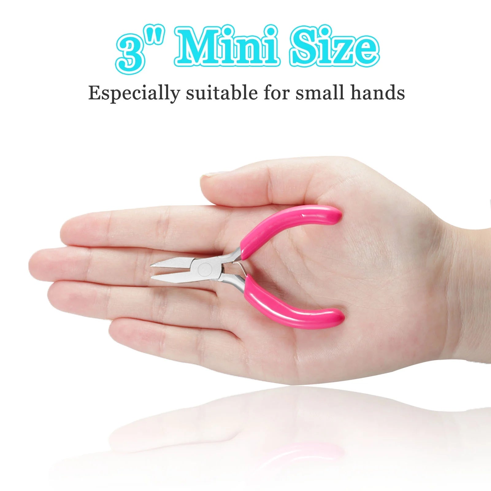 Mini Flat Nose Pliers, 3" Duckbill Pliers with Pink PVC Handle, Jewelry Pliers for Beading Jewelry Making Wire Wrapping DIY Craft Hobby Supplies