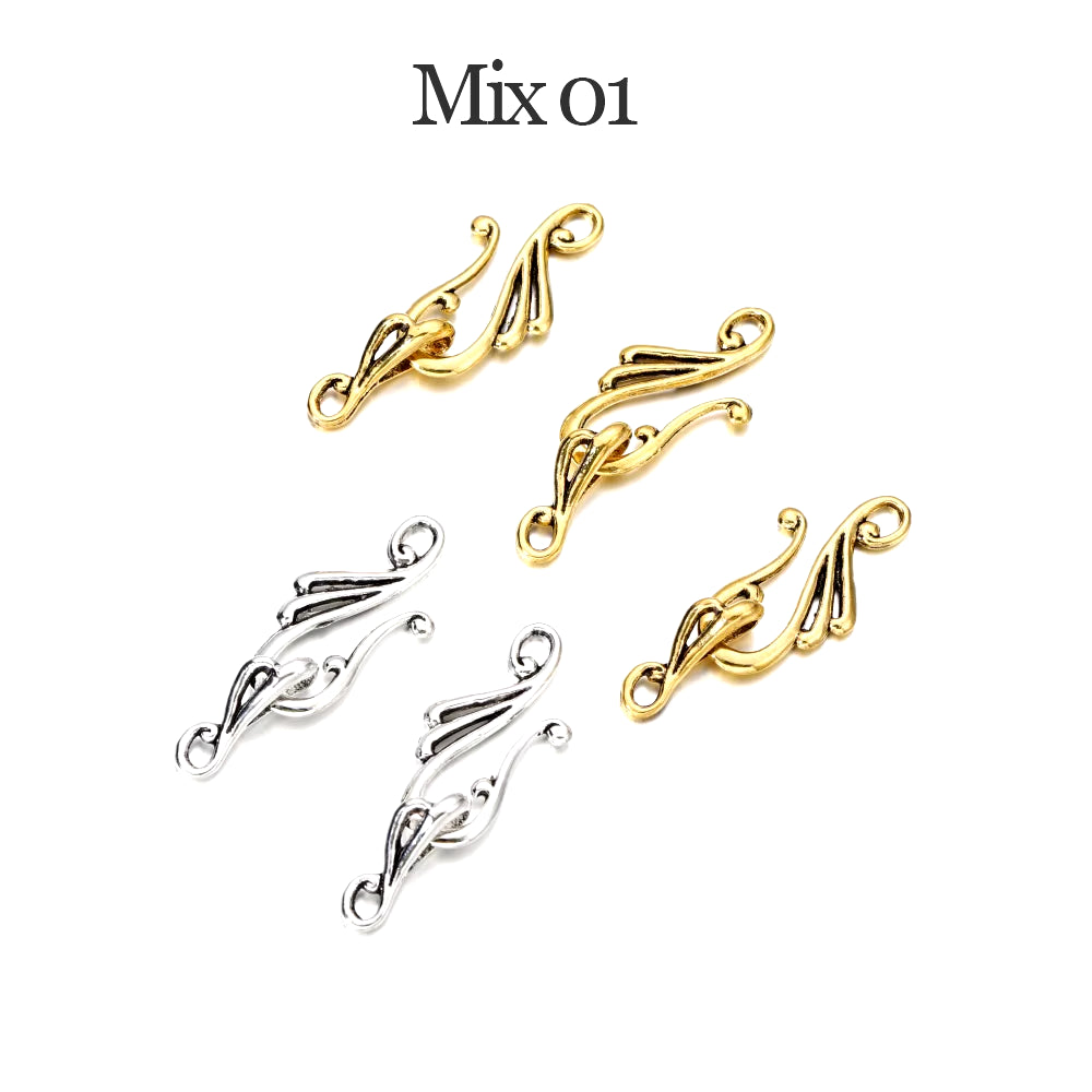 10Pcs Antique Bronze Gold Musical Note Shape Zinc Alloy Toggle Clasps Hooks for Necklace Bracelet Jewelry Making Supplies DIY