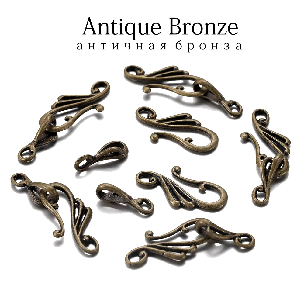 10Pcs Antique Bronze Gold Musical Note Shape Zinc Alloy Toggle Clasps Hooks for Necklace Bracelet Jewelry Making Supplies DIY