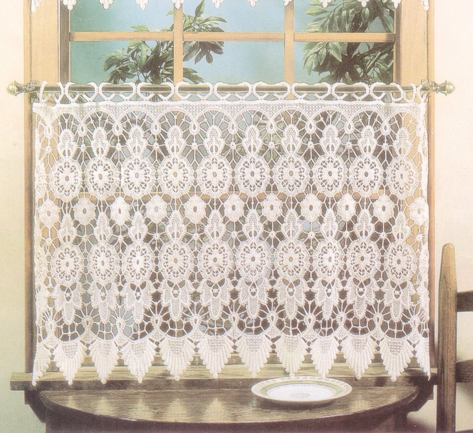 Today'S Curtain Medallion Macramé Tier 24",Ecru, 35W X 24L Ecru