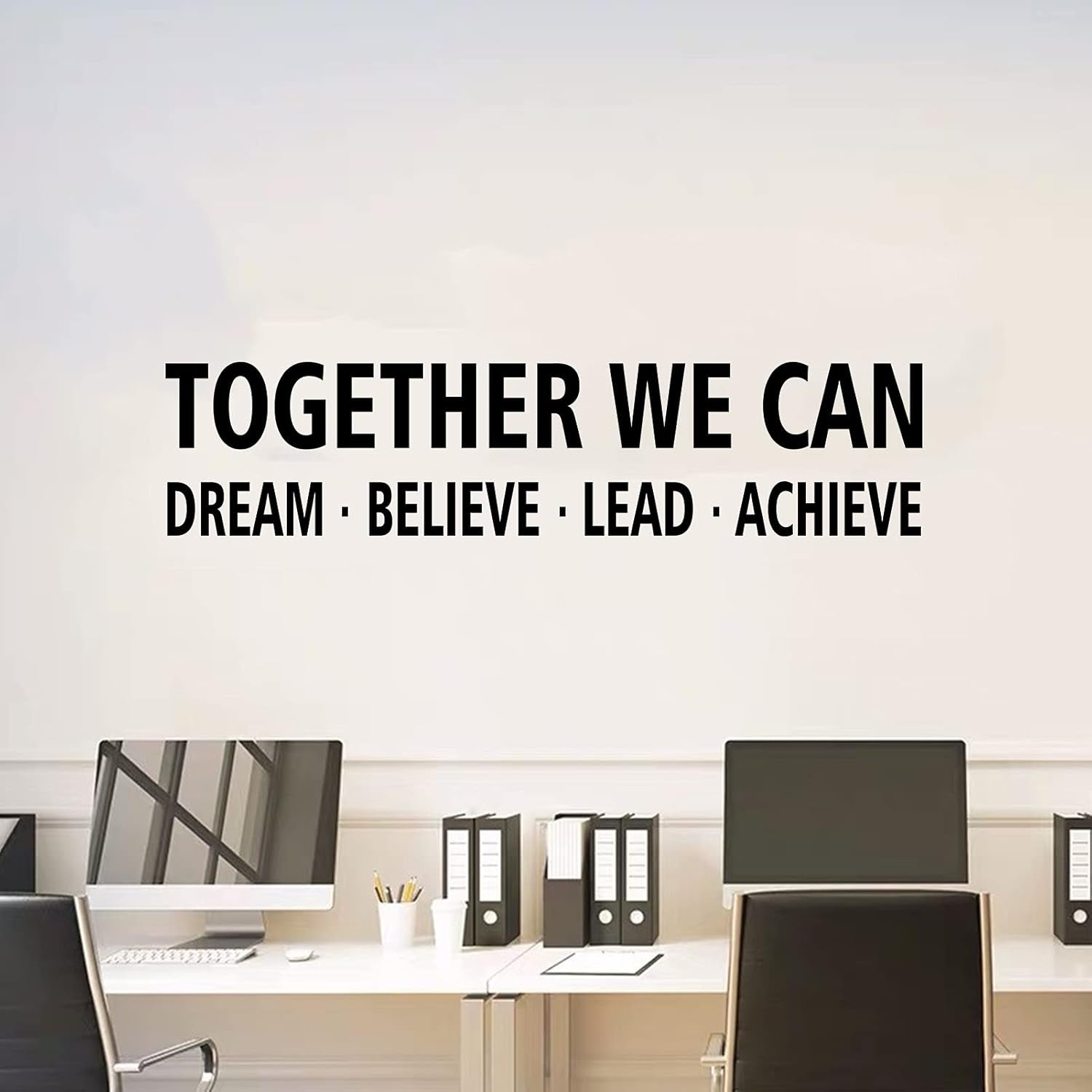 Inspirational Wall Decals, Office Wall Decals, Teamwork Quotes Motivational Classroom Girls Boys Positive Sayings Home Art Decor Vinyl Stickers Together We Can Dream Believe Lead Achieve 26"X6"