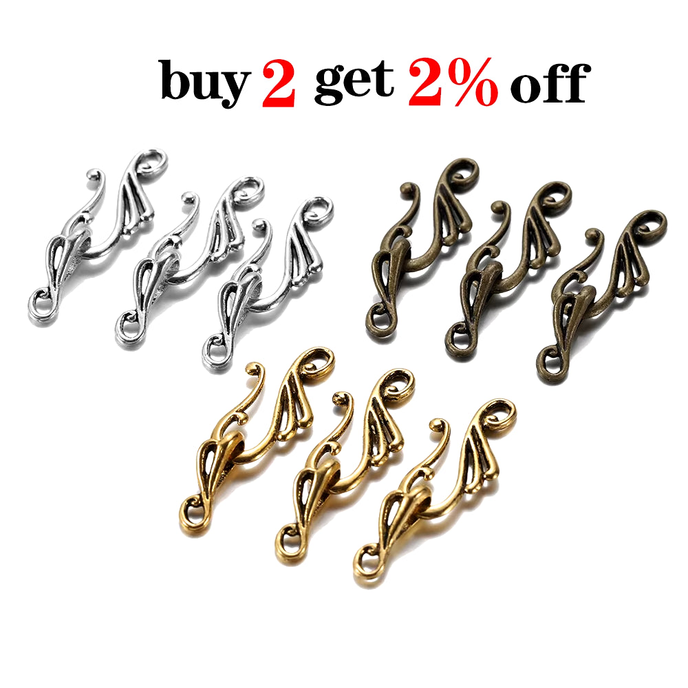 10Pcs Antique Bronze Gold Musical Note Shape Zinc Alloy Toggle Clasps Hooks for Necklace Bracelet Jewelry Making Supplies DIY