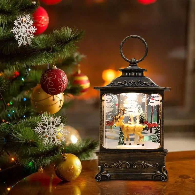 Christmas Snowglobe Lantern LED Snow Globe Swirling Lantern Swirling LED Snow Globe Christmas Light up Snow Globe Lantern