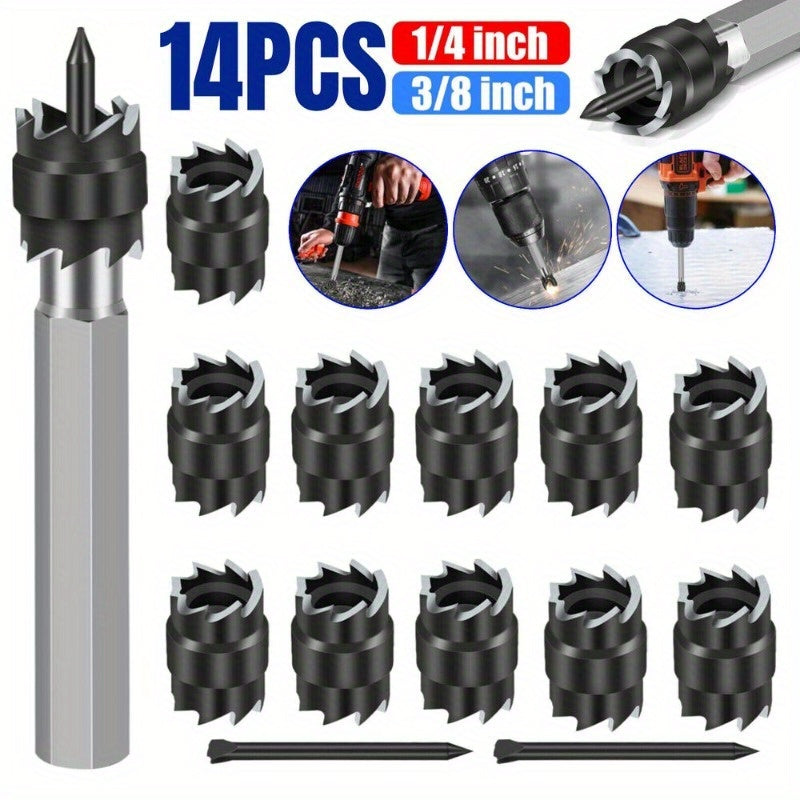 14Pcs 3/8" Double Sided Spot Weld Cutter Remover Drill Bit Welder Cut Rotary Kit Tools & Workshop Equipment High-Speed Steel