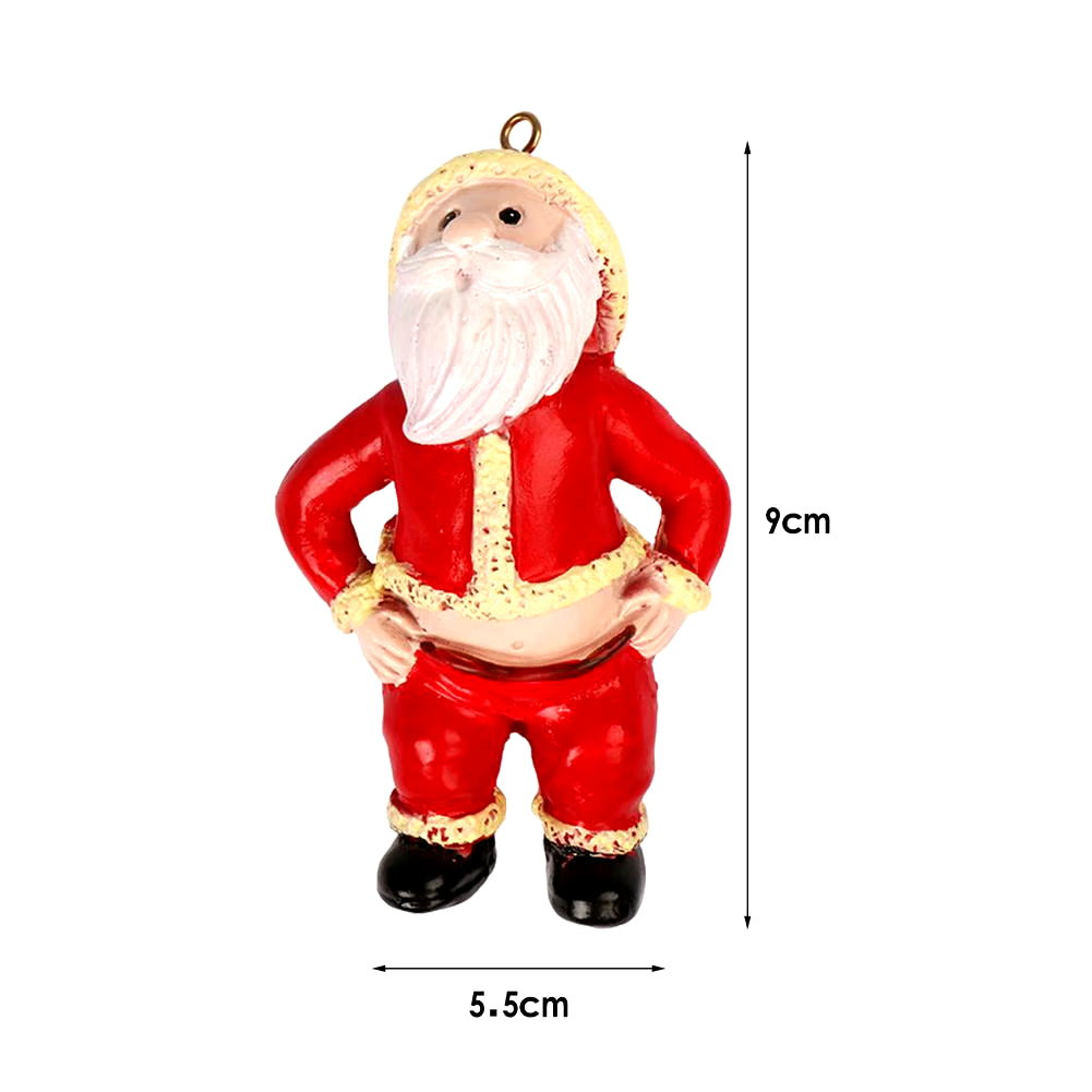 Playful Santa Claus Resin Pendant Naked Butt Santa Christmas Ornaments Chirstmas Tree Hanging Pendants Xmas Decoration for Home