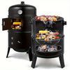 3 in 1 Outdoor Vertical Smoker Portable Meat Cooker Charcoal Smoking Grill