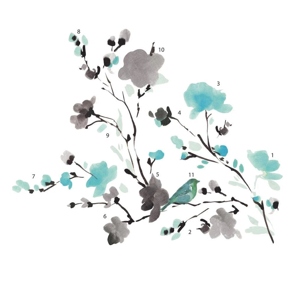 Blossom Watercolor Bird Branch Wall Decals