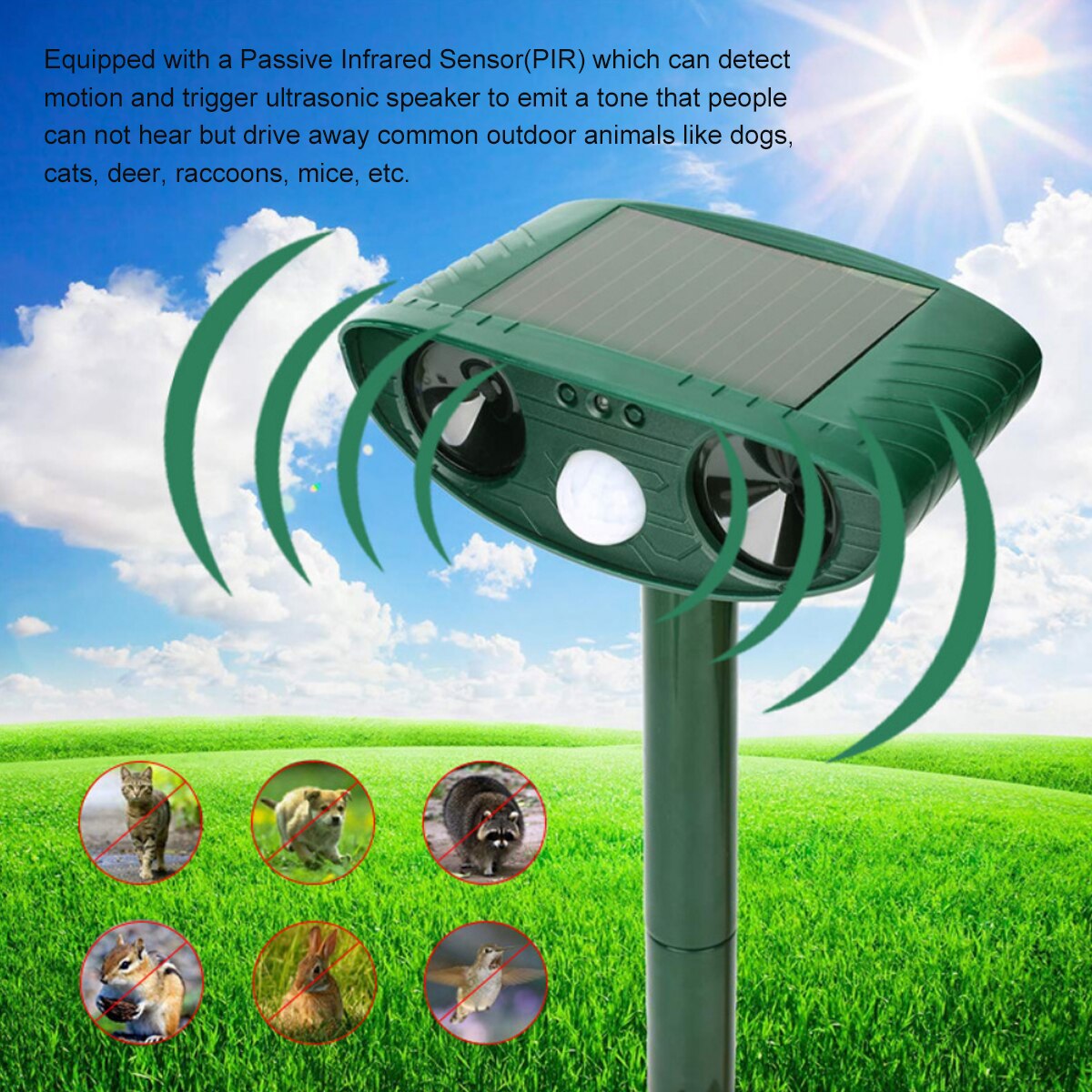 Solar Ultrasonic Animal Repellent