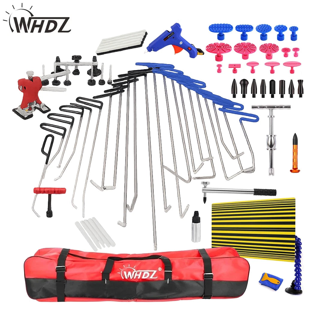 85Pcs Car Paintless Dent Repair Tool Push Rods Hail Puller Lifter Hammer