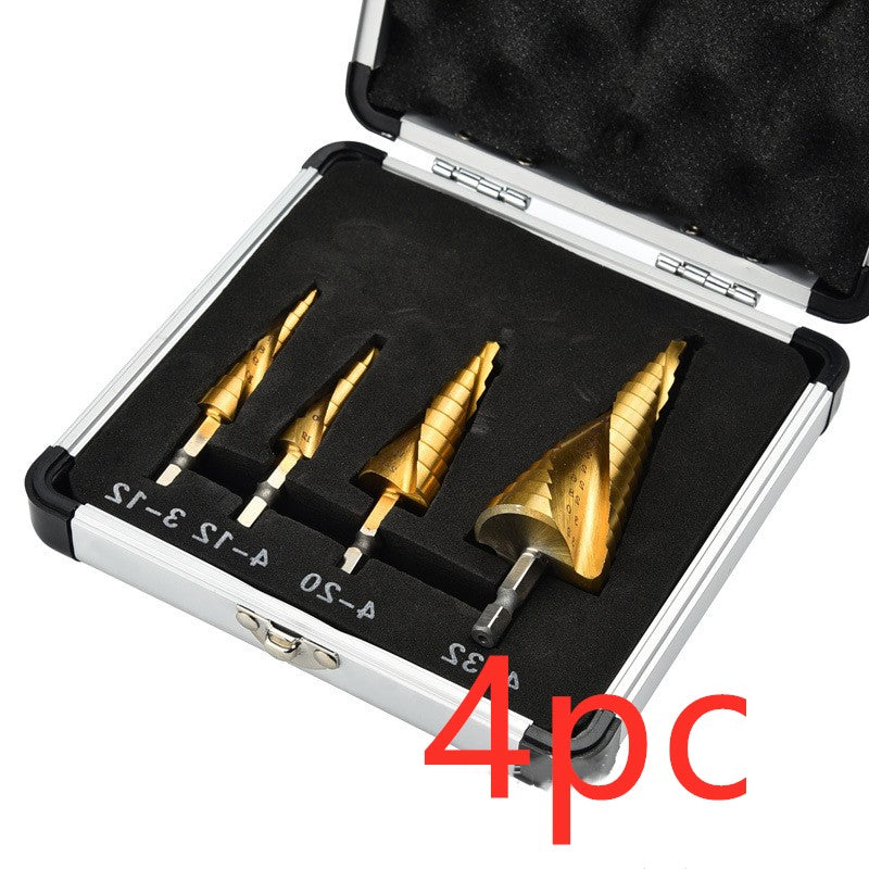Titanium-plated spiral groove step drill 4PC set - DIYlife-today